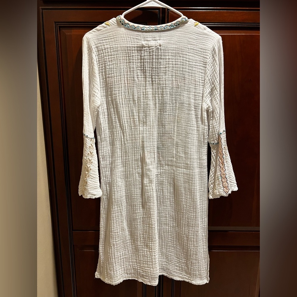 Johnny Was Women’s White Lined Multicolored Embroidery Tunic Dress - XS - Picture 7 of 7